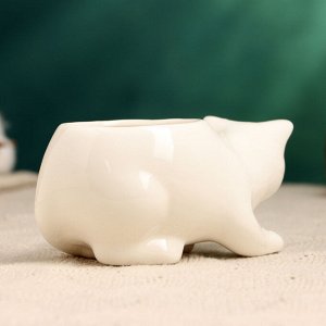 Горшок для цветов «Кошка Милка», керамический, 100 мл, 11x5x5 см, белый