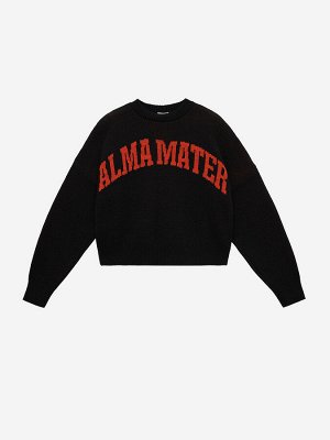 Джемпер свободного кроя с жаккардом Alma Mater, черно-оранжевый