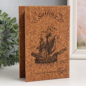 Шкатулка-книга «Корабль», дерево и искусственная кожа под пробку, 4?12?18 см