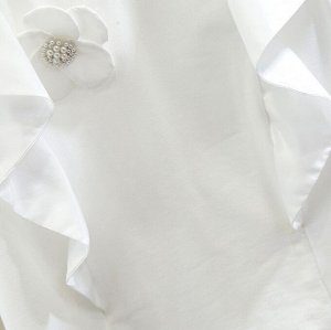 Женская блуза без рукавов, с оборками и декором в виде цветка, белый