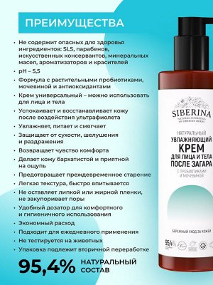 Увлажняющий крем для лица и тела после загара с пробиотиками и мочевиной