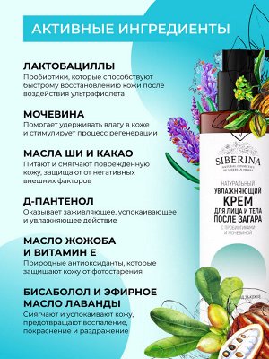 Увлажняющий крем для лица и тела после загара с пробиотиками и мочевиной