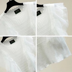 Женская блуза оборками из фатина, белый
