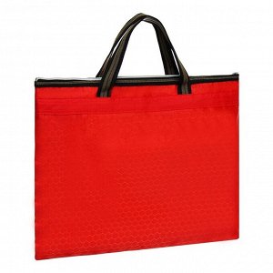 Портфель с 1 отделением Calligrata А4, текстиль на молнии с ручками, с карманом, красный