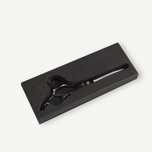 Ножницы парикмахерские с упором «Premium», загнутые кольца, лезвие — 6,5 см, цвет чёрный