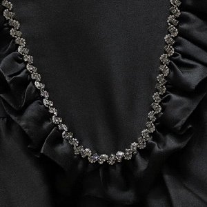 Женское пышное платье с короткими рукавами, с декором, черный