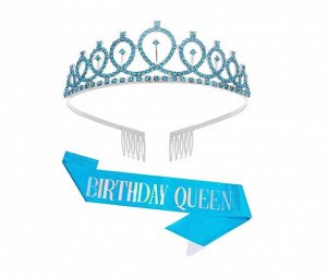 Н-р праздничный тиара и лента "Birthday Queen", цв голубой