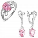 Серебряный гарнитур с розовыми фианитами 701