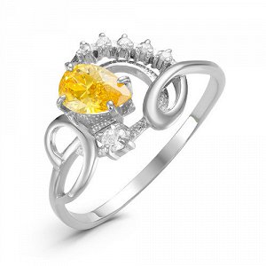 Серебряное кольцо с фианитом желтого цвета 042