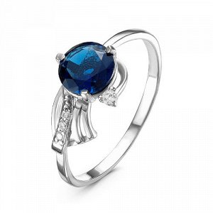 Серебряное кольцо с синим фианитом 691