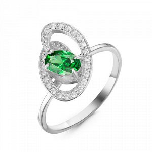 Серебряное кольцо с фианитом зеленого цвета 034