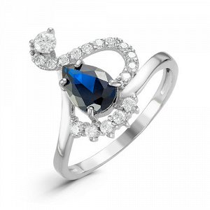 Серебряное кольцо с фианитом синего цвета 035