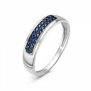 Серебряное кольцо с фианитами синего цвета 958