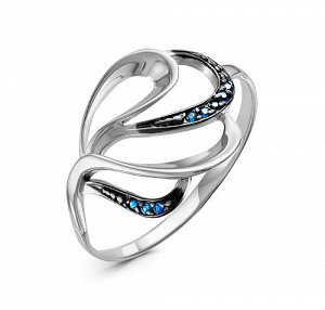 Серебряное кольцо с фианитами синего цвета 981