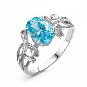 Серебряное кольцо с фианитом голубого цвета 288