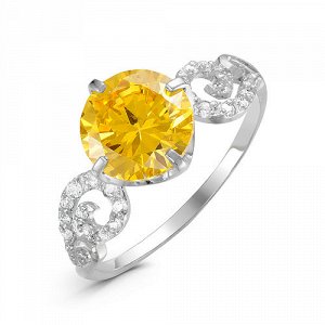 Серебряное кольцо с фианитом желтого цвета 207