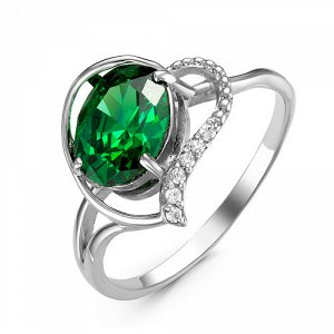 Серебряное кольцо с фианитом зеленого цвета 026