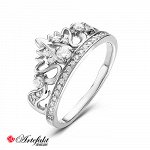 Серебряное кольцо &quot;Корона&quot; с бесцветными фианитами - 524