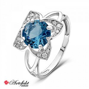 Серебряное кольцо с синим фианитом 542