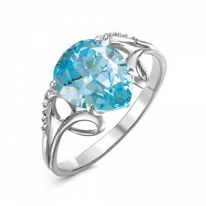 Серебряное кольцо с фианитом голубого цвета 305