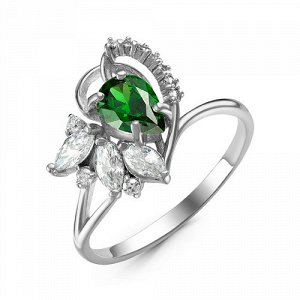 Серебряное кольцо с фианитом зеленого цвета 328