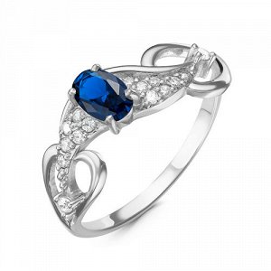 Серебряное кольцо с фианитом синего цвета 006