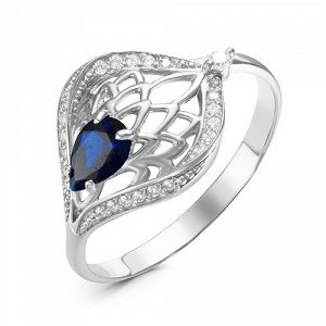 Серебряное кольцо с фианитом синего цвета 095