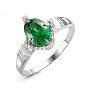 Серебряное кольцо с фианитом зеленого цвета - 088