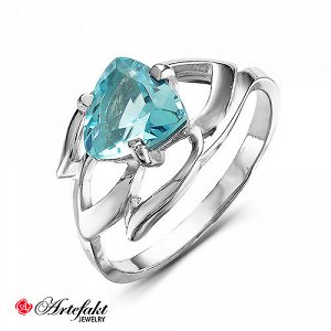 Серебряное кольцо с голубым фианитом - 450