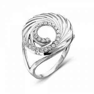 Серебряное кольцо с бесцветными фианитами - 049
