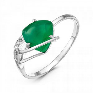 Серебряное кольцо с зеленым агатом 690