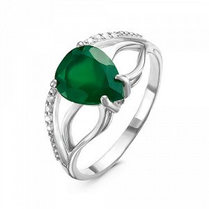 Серебряное кольцо с зеленым агатом 714