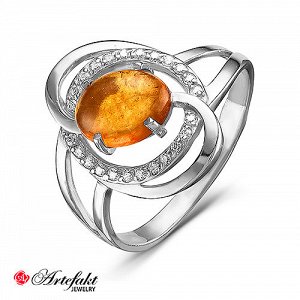 Серебряное кольцо с янтарем - 513