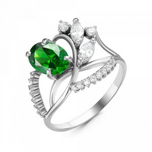Серебряное кольцо с фианитом зеленого цвета 330