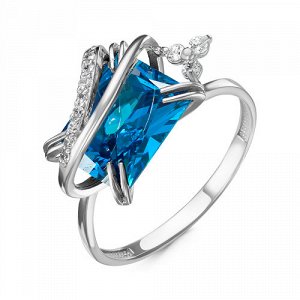 Серебряное кольцо с фианитом голубого цвета 189