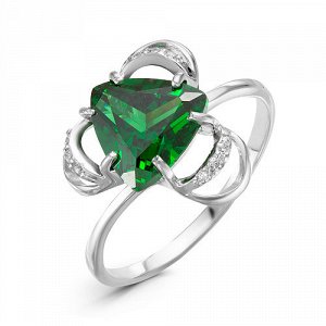 Серебряное кольцо с фианитом зеленого цвета - 017
