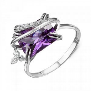 Серебряное кольцо с фианитом фиолетового цвета 189