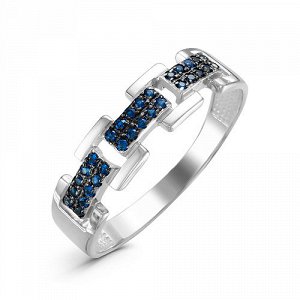 Серебряное кольцо с фианитами синего цвета 081