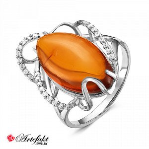 Серебряное кольцо с янтарем - 299
