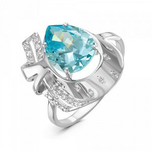 Серебряное кольцо с фианитом голубого цвета 770