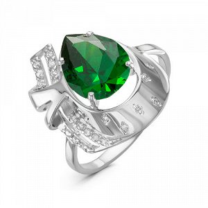 Серебряное кольцо с фианитом зеленого цвета 770