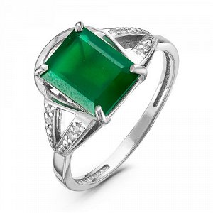 Серебряное кольцо с зеленым агатом 693