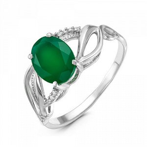 Серебряное кольцо с зеленым агатом 718