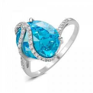 Серебряное кольцо с фианитом голубого цвета 138