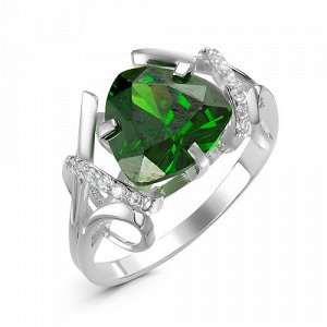 Серебряное кольцо с фианитом зеленого цвета 043