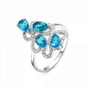 Серебряное кольцо с голубыми фианитами 647