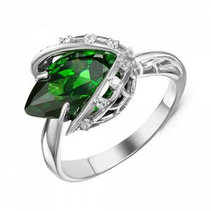 Серебряное кольцо с фианитом зеленого цвета 193