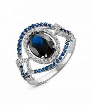 Серебряное кольцо с синими фианитами 068