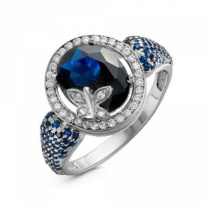 Серебряное кольцо с фианитами синего цвета 1008