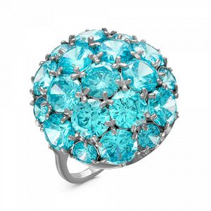 Серебряное кольцо с голубыми фианитами 1038